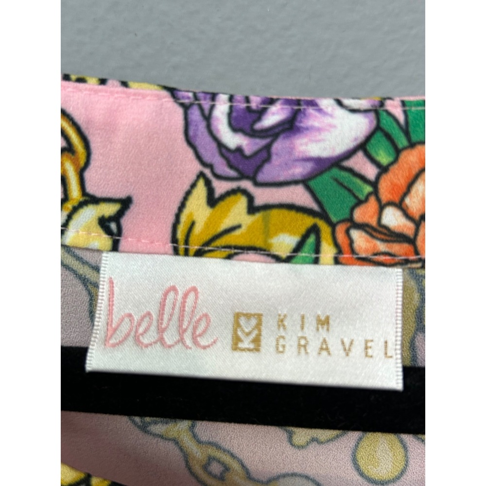 Belle by Kim Gravel Poncho Women XL Pink Floral Baroque Scarf Print Kaftan Top - Picture 4 of 9